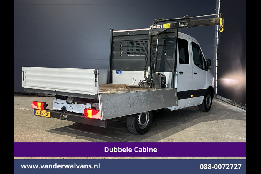 Mercedes-Benz Sprinter 314 CDI 143pk Pick-Up Open Laadbak 1000kg Kraan Dubbele Cabine Euro6 Airco | 3500kg Trekhaak | 6-Zits Apple Carplay, Android Auto, Cruisecontrol