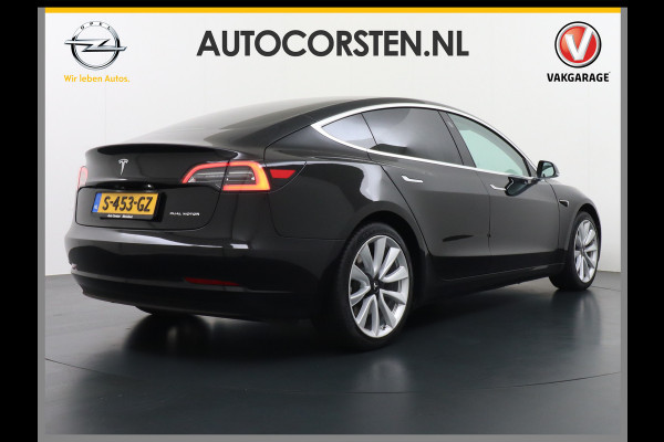 Tesla Model 3 Long Range AWD 75kWh 463PK Trekhaak 19" Ivory FSD-3 Computer Premium Audio AutoPilot Panoramadak Camera's Leer Adaptive-Cruise-C 4WD Stoel en achterbank verwarming Elektr.Stoelen+Memory+Easy-Entry WiFi Garantie op Accu tot 23-12-2027/192.000km