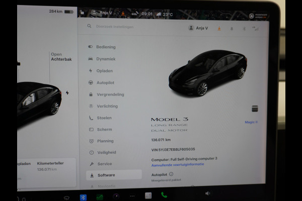 Tesla Model 3 Long Range AWD 75kWh 463PK Trekhaak 19" Ivory FSD-3 Computer Premium Audio AutoPilot Panoramadak Camera's Leer Adaptive-Cruise-C 4WD Stoel en achterbank verwarming Elektr.Stoelen+Memory+Easy-Entry WiFi Garantie op Accu tot 23-12-2027/192.000km