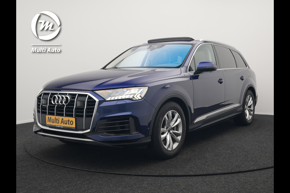Audi Q7 55 TFSI e Quattro Pro Line Plug In Hybrid 381pk Dealer O.H PHEV | Luchtvering | Trekhaak Af Fabriek | Panodak | Adaptive Cruise | Matrix LED | Camera | Lederen Sportstoelen Memory & Ventilatie | Navigatie | Keyless | Virtual | DAB |