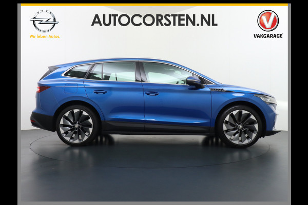 Škoda ENYAQ iV 80 204pk AUT. LEER Camera Adaptive-cruise+Stop/Go Head-Up Display Trekhaak Apple Carplay Android Auto Smartlink Adap.Cruise 21"  Spoorwisselassistent Verkeersborddetectie Sproeiers verwarmd Stoelen v/a verwarmd Grote Accu! Trekhaaksyst elektrisch Wegklapbaar. 1.000KG Trekgewicht! Zeer Compleet €56.000,- nieuw Grootste Actieradius/accu pakket.