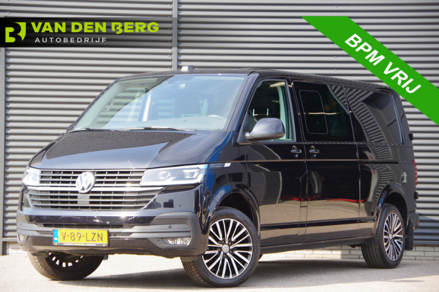 Volkswagen Transporter 2.0 TDI L2 150PK AUT. DC-5P, LED, 2X SCHUIFDEUR, TREKHAAK, NAVI, CRUISE, LEDER STUUR, PARKEERSENSOREN, MISTLAMPEN, DUBBELE CABIN