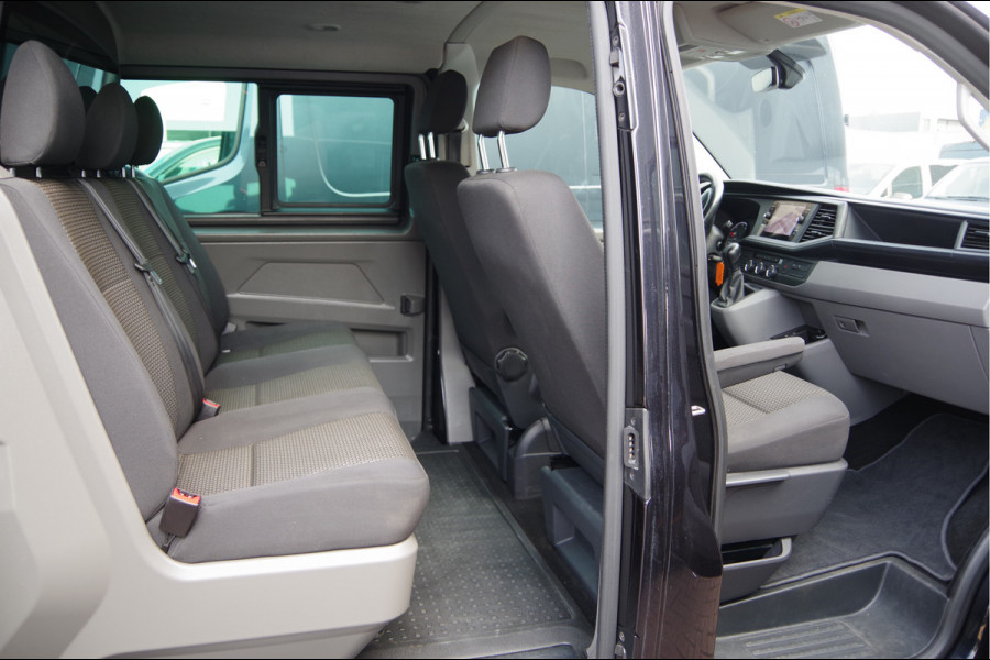 Volkswagen Transporter 2.0 TDI L2 150PK AUT. DC-5P, LED, 2X SCHUIFDEUR, TREKHAAK, NAVI, CRUISE, LEDER STUUR, PARKEERSENSOREN, MISTLAMPEN, DUBBELE CABIN