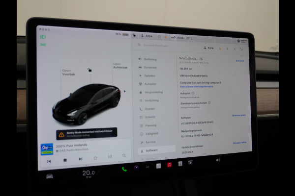 Tesla Model 3 RWD SR+ Nwe Model 60kWh LFP 283 PK Trekhaak Warmtepomp Elektr.A-klep FSD-3 Sentry Mode Bankverwarmd FSD 18" Premium Luidspr. Aut Navi LED Comfortstoelen ACC DAB Keyless en Voorverwarmen interieur via App One-Pedal-Drive Origineel Nederlandse auto Garantie Accu/Motor tot 31-03-2029 max 160.000km 1.584kg licht!