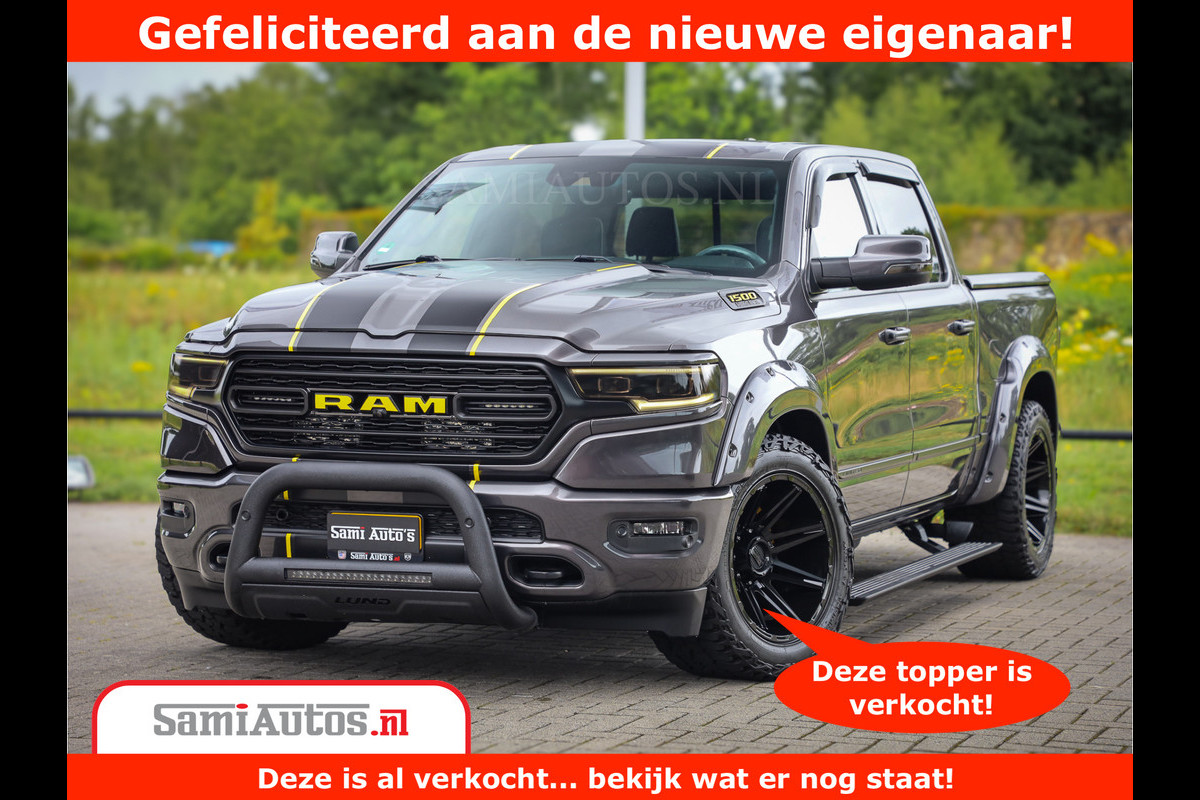 Dodge Ram 1500 LIMITED CUSTOM | FULL OPTION | LUCHT REMSYSTEEM | LUCHT VERING | 360 CAM | 200L LPG | PANORAMA | 4X4 V8 5.7 | 3500KG | MEMORY | WIDE BODYKIT | AMBILIGHT | MICKEY THOMPSON BANDEN |
