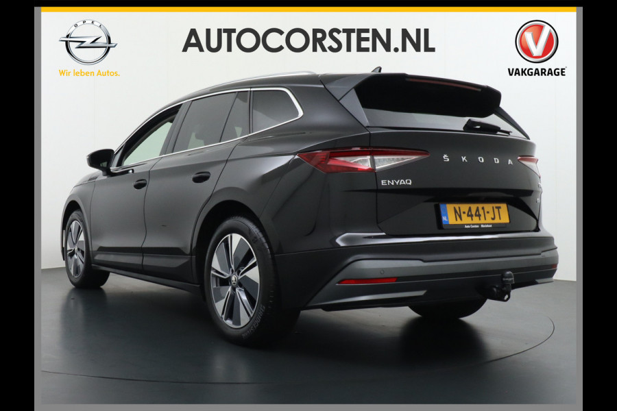 Škoda ENYAQ iV 60 180pk Trekhaak Apple Carplay Android Adap.Cruise Camera Navi Led-Matrix Lmv 19" PDC- 3-zone-Ecc Stoel+Bank-Verwarmd Keyless Stuurverwarming Voorruitverwarming Privacy Glas Rijstrooksensor met correctie 1e Eigenaar Nieuwprijs €48.865,- Trekgewicht 1.000kg Accu-Garantie tot 29-10-2029 /160dkm