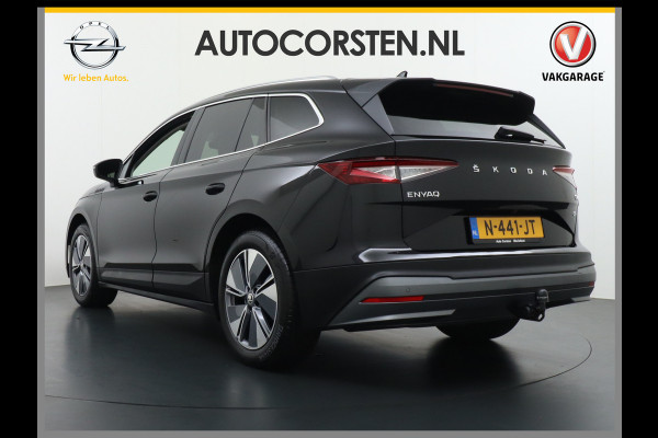 Škoda ENYAQ iV 60 180pk Trekhaak Apple Carplay Android Adap.Cruise Camera Navi Led-Matrix Lmv 19" PDC- 3-zone-Ecc Stoel+Bank-Verwarmd Keyless Stuurverwarming Voorruitverwarming Privacy Glas Rijstrooksensor met correctie 1e Eigenaar Nieuwprijs €48.865,- Trekgewicht 1.000kg Accu-Garantie tot 29-10-2029 /160dkm