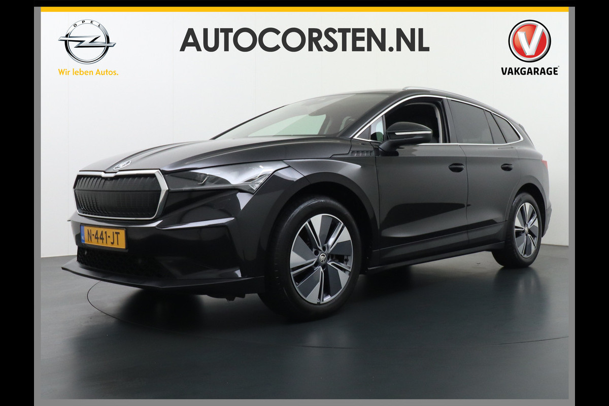 Škoda ENYAQ iV 60 180pk Trekhaak Apple Carplay Android Adap.Cruise Camera Navi Led-Matrix Lmv 19" PDC- 3-zone-Ecc Stoel+Bank-Verwarmd Keyless Stuurverwarming Voorruitverwarming Privacy Glas Rijstrooksensor met correctie 1e Eigenaar Nieuwprijs €48.865,- Trekgewicht 1.000kg Accu-Garantie tot 29-10-2029 /160dkm