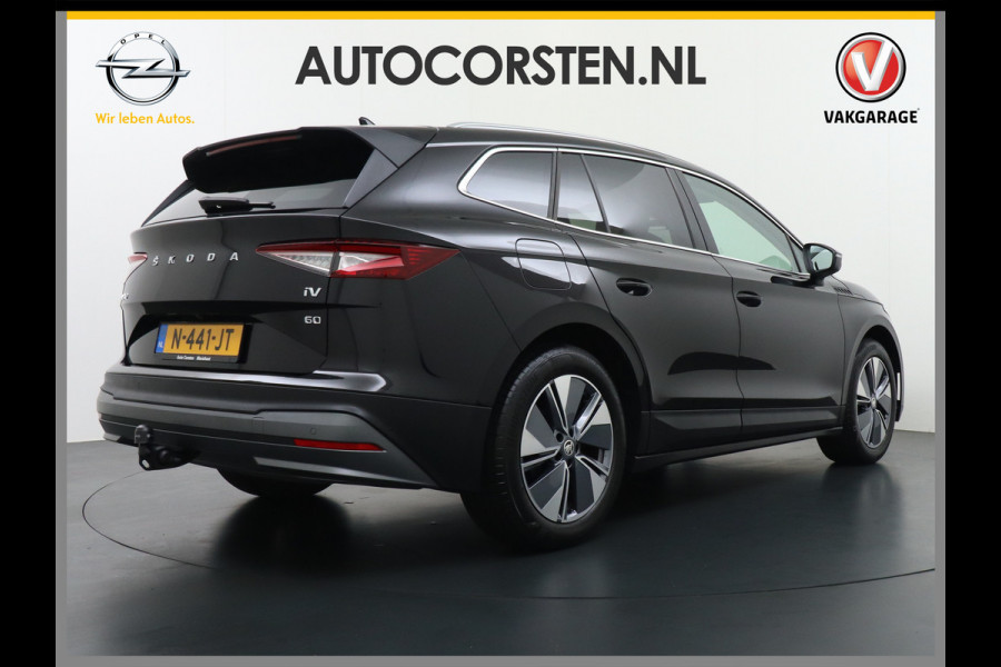 Škoda ENYAQ iV 60 180pk Trekhaak Apple Carplay Android Adap.Cruise Camera Navi Led-Matrix Lmv 19" PDC- 3-zone-Ecc Stoel+Bank-Verwarmd Keyless Stuurverwarming Voorruitverwarming Privacy Glas Rijstrooksensor met correctie 1e Eigenaar Nieuwprijs €48.865,- Trekgewicht 1.000kg Accu-Garantie tot 29-10-2029 /160dkm