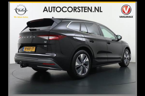 Škoda ENYAQ iV 60 180pk Trekhaak Apple Carplay Android Adap.Cruise Camera Navi Led-Matrix Lmv 19" PDC- 3-zone-Ecc Stoel+Bank-Verwarmd Keyless Stuurverwarming Voorruitverwarming Privacy Glas Rijstrooksensor met correctie 1e Eigenaar Nieuwprijs €48.865,- Trekgewicht 1.000kg Accu-Garantie tot 29-10-2029 /160dkm