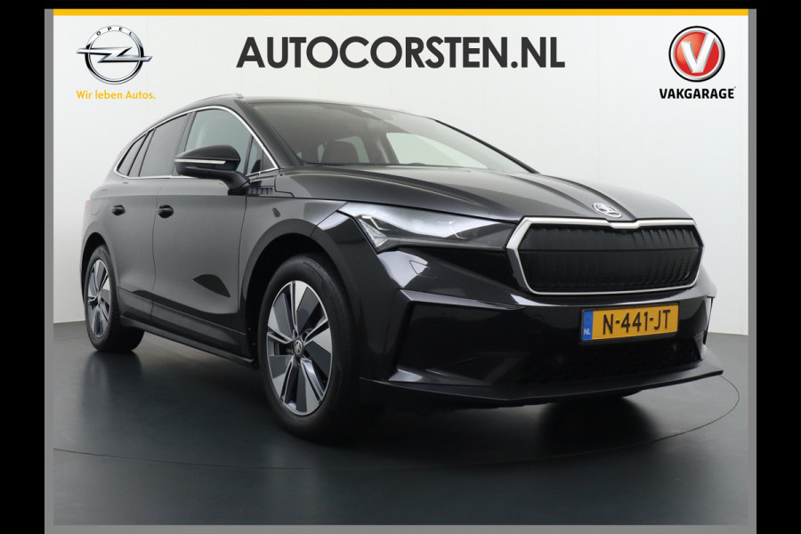 Škoda ENYAQ iV 60 180pk Trekhaak Apple Carplay Android Adap.Cruise Camera Navi Led-Matrix Lmv 19" PDC- 3-zone-Ecc Stoel+Bank-Verwarmd Keyless Stuurverwarming Voorruitverwarming Privacy Glas Rijstrooksensor met correctie 1e Eigenaar Nieuwprijs €48.865,- Trekgewicht 1.000kg Accu-Garantie tot 29-10-2029 /160dkm