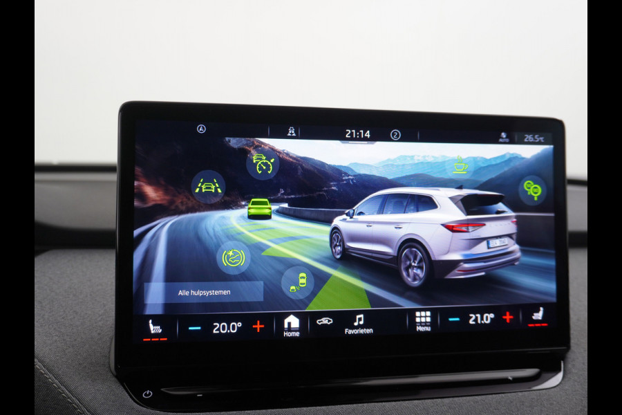 Škoda ENYAQ iV 60 180pk Trekhaak Apple Carplay Android Adap.Cruise Camera Navi Led-Matrix Lmv 19" PDC- 3-zone-Ecc Stoel+Bank-Verwarmd Keyless Stuurverwarming Voorruitverwarming Privacy Glas Rijstrooksensor met correctie 1e Eigenaar Nieuwprijs €48.865,- Trekgewicht 1.000kg Accu-Garantie tot 29-10-2029 /160dkm