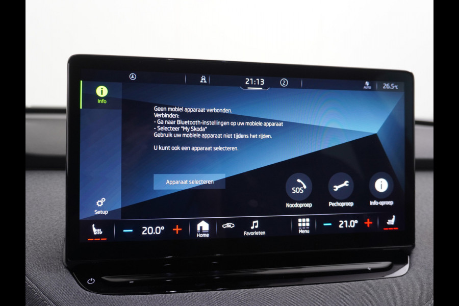 Škoda ENYAQ iV 60 180pk Trekhaak Apple Carplay Android Adap.Cruise Camera Navi Led-Matrix Lmv 19" PDC- 3-zone-Ecc Stoel+Bank-Verwarmd Keyless Stuurverwarming Voorruitverwarming Privacy Glas Rijstrooksensor met correctie 1e Eigenaar Nieuwprijs €48.865,- Trekgewicht 1.000kg Accu-Garantie tot 29-10-2029 /160dkm