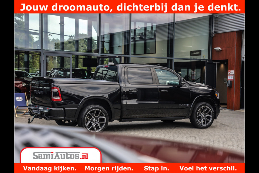 Dodge Ram 1500 LARAMIE | 5.7 V8 | 46.000KM! | PANORAMA | NIGHT EDITION | CRUISE | 200L LPG | HARMAN/KARDON | CAMERA | STOEL VENTILATIE/VERWAMING | CREWCAB | 4X4 | AUTO TREEPLANK | 3500KG |