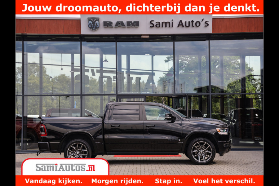 Dodge Ram 1500 LARAMIE | 5.7 V8 | 46.000KM! | PANORAMA | NIGHT EDITION | CRUISE | 200L LPG | HARMAN/KARDON | CAMERA | STOEL VENTILATIE/VERWAMING | CREWCAB | 4X4 | AUTO TREEPLANK | 3500KG |