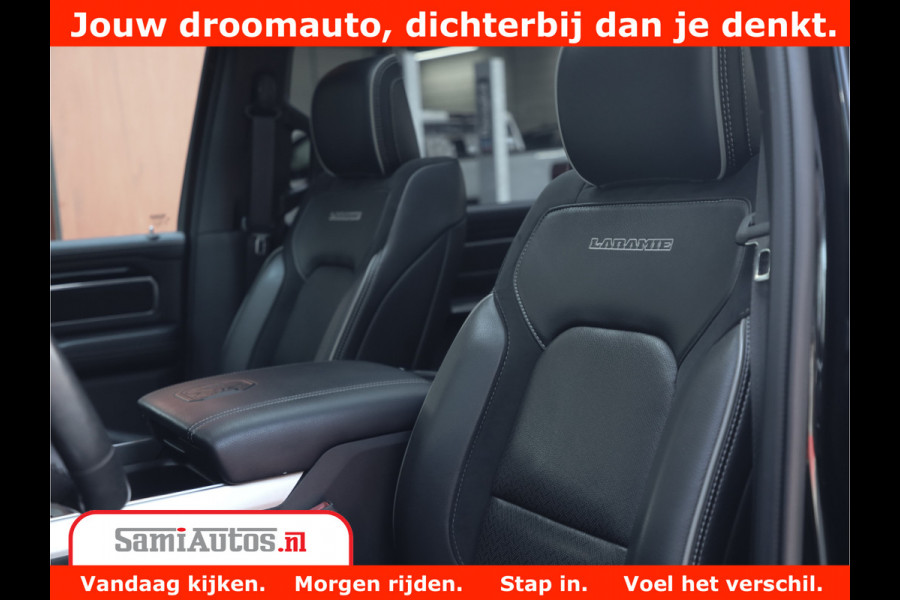 Dodge Ram 1500 LARAMIE | 5.7 V8 | 46.000KM! | PANORAMA | NIGHT EDITION | CRUISE | 200L LPG | HARMAN/KARDON | CAMERA | STOEL VENTILATIE/VERWAMING | CREWCAB | 4X4 | AUTO TREEPLANK | 3500KG |