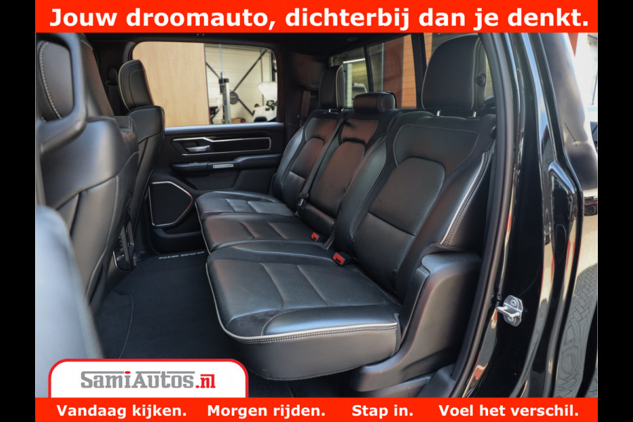 Dodge Ram 1500 LARAMIE | 5.7 V8 | 46.000KM! | PANORAMA | NIGHT EDITION | CRUISE | 200L LPG | HARMAN/KARDON | CAMERA | STOEL VENTILATIE/VERWAMING | CREWCAB | 4X4 | AUTO TREEPLANK | 3500KG |