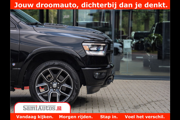 Dodge Ram 1500 LARAMIE | 5.7 V8 | 46.000KM! | PANORAMA | NIGHT EDITION | CRUISE | 200L LPG | HARMAN/KARDON | CAMERA | STOEL VENTILATIE/VERWAMING | CREWCAB | 4X4 | AUTO TREEPLANK | 3500KG |