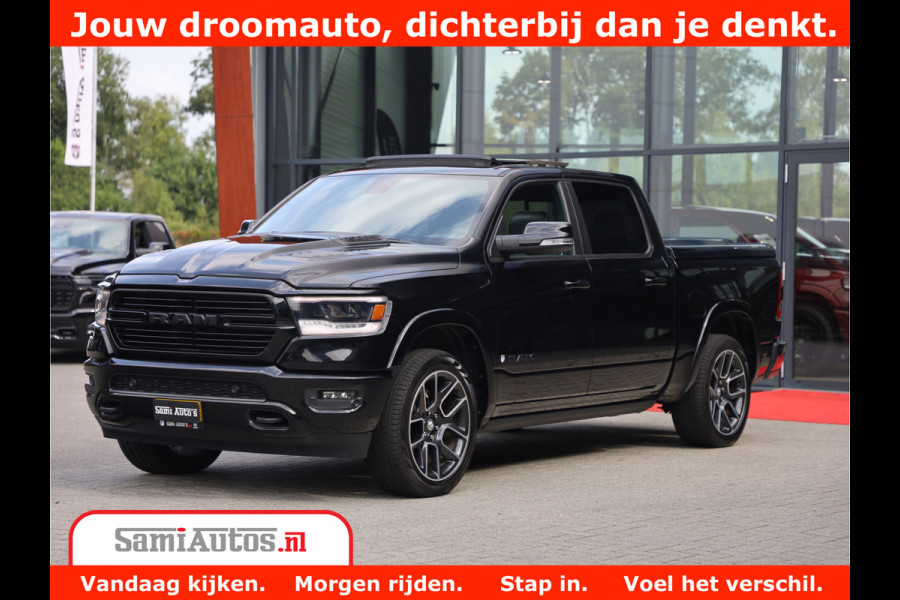 Dodge Ram 1500 LARAMIE | 5.7 V8 | 46.000KM! | PANORAMA | NIGHT EDITION | CRUISE | 200L LPG | HARMAN/KARDON | CAMERA | STOEL VENTILATIE/VERWAMING | CREWCAB | 4X4 | AUTO TREEPLANK | 3500KG |