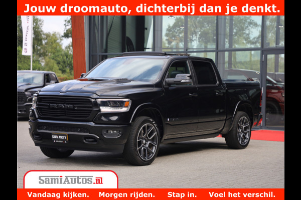 Dodge Ram 1500 LARAMIE | 5.7 V8 | 46.000KM! | PANORAMA | NIGHT EDITION | CRUISE | 200L LPG | HARMAN/KARDON | CAMERA | STOEL VENTILATIE/VERWAMING | CREWCAB | 4X4 | AUTO TREEPLANK | 3500KG |