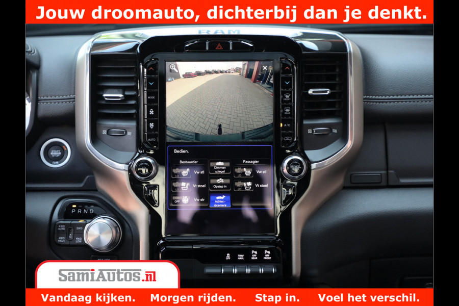 Dodge Ram 1500 LARAMIE | 5.7 V8 | 46.000KM! | PANORAMA | NIGHT EDITION | CRUISE | 200L LPG | HARMAN/KARDON | CAMERA | STOEL VENTILATIE/VERWAMING | CREWCAB | 4X4 | AUTO TREEPLANK | 3500KG |