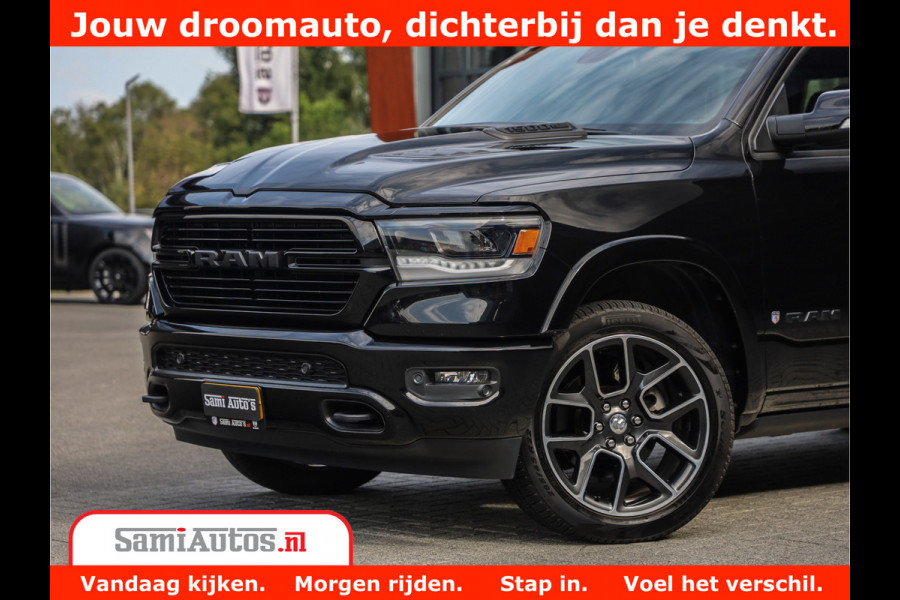 Dodge Ram 1500 LARAMIE | 5.7 V8 | 46.000KM! | PANORAMA | NIGHT EDITION | CRUISE | 200L LPG | HARMAN/KARDON | CAMERA | STOEL VENTILATIE/VERWAMING | CREWCAB | 4X4 | AUTO TREEPLANK | 3500KG |