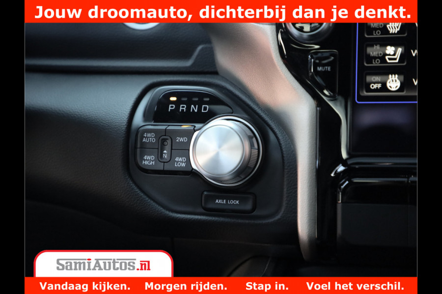 Dodge Ram 1500 LARAMIE | 5.7 V8 | 46.000KM! | PANORAMA | NIGHT EDITION | CRUISE | 200L LPG | HARMAN/KARDON | CAMERA | STOEL VENTILATIE/VERWAMING | CREWCAB | 4X4 | AUTO TREEPLANK | 3500KG |