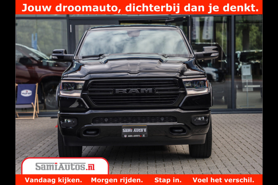 Dodge Ram 1500 LARAMIE | 5.7 V8 | 46.000KM! | PANORAMA | NIGHT EDITION | CRUISE | 200L LPG | HARMAN/KARDON | CAMERA | STOEL VENTILATIE/VERWAMING | CREWCAB | 4X4 | AUTO TREEPLANK | 3500KG |