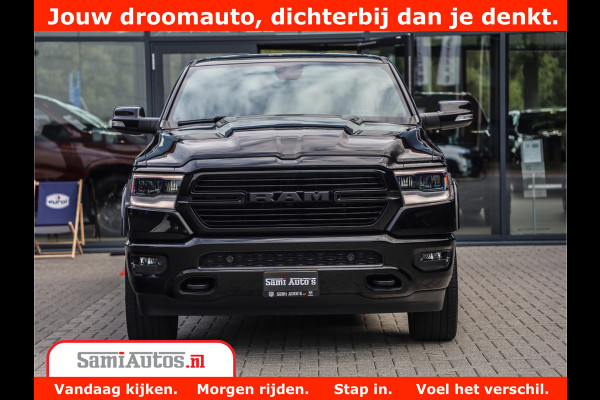 Dodge Ram 1500 LARAMIE | 5.7 V8 | 46.000KM! | PANORAMA | NIGHT EDITION | CRUISE | 200L LPG | HARMAN/KARDON | CAMERA | STOEL VENTILATIE/VERWAMING | CREWCAB | 4X4 | AUTO TREEPLANK | 3500KG |