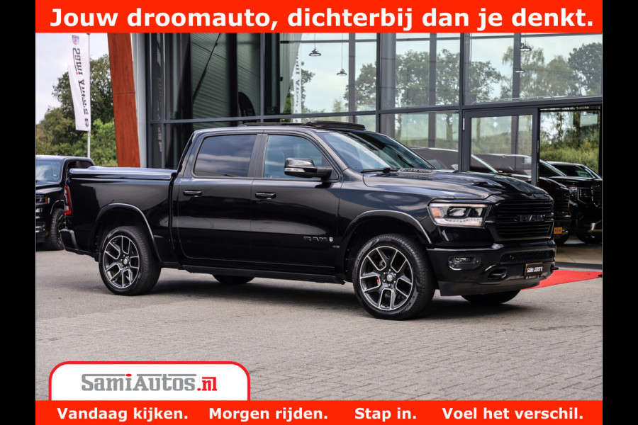 Dodge Ram 1500 LARAMIE | 5.7 V8 | 46.000KM! | PANORAMA | NIGHT EDITION | CRUISE | 200L LPG | HARMAN/KARDON | CAMERA | STOEL VENTILATIE/VERWAMING | CREWCAB | 4X4 | AUTO TREEPLANK | 3500KG |