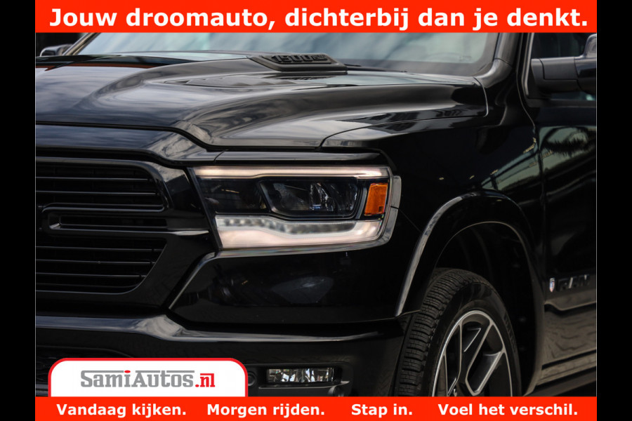 Dodge Ram 1500 LARAMIE | 5.7 V8 | 46.000KM! | PANORAMA | NIGHT EDITION | CRUISE | 200L LPG | HARMAN/KARDON | CAMERA | STOEL VENTILATIE/VERWAMING | CREWCAB | 4X4 | AUTO TREEPLANK | 3500KG |
