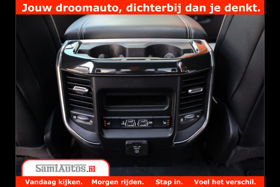 Dodge Ram 1500 LARAMIE | 5.7 V8 | 46.000KM! | PANORAMA | NIGHT EDITION | CRUISE | 200L LPG | HARMAN/KARDON | CAMERA | STOEL VENTILATIE/VERWAMING | CREWCAB | 4X4 | AUTO TREEPLANK | 3500KG |