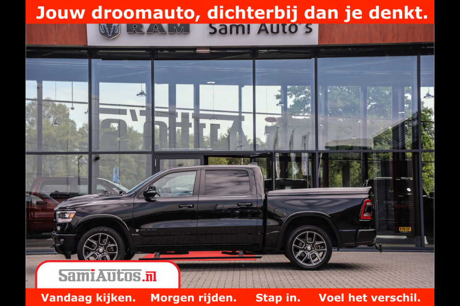 Dodge Ram 1500 LARAMIE | 5.7 V8 | 46.000KM! | PANORAMA | NIGHT EDITION | CRUISE | 200L LPG | HARMAN/KARDON | CAMERA | STOEL VENTILATIE/VERWAMING | CREWCAB | 4X4 | AUTO TREEPLANK | 3500KG |