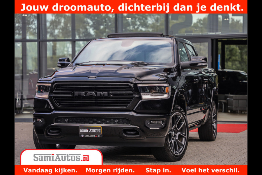 Dodge Ram 1500 LARAMIE | 5.7 V8 | 46.000KM! | PANORAMA | NIGHT EDITION | CRUISE | 200L LPG | HARMAN/KARDON | CAMERA | STOEL VENTILATIE/VERWAMING | CREWCAB | 4X4 | AUTO TREEPLANK | 3500KG |