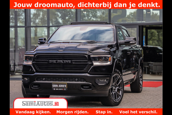 Dodge Ram 1500 LARAMIE | 5.7 V8 | 46.000KM! | PANORAMA | NIGHT EDITION | CRUISE | 200L LPG | HARMAN/KARDON | CAMERA | STOEL VENTILATIE/VERWAMING | CREWCAB | 4X4 | AUTO TREEPLANK | 3500KG |