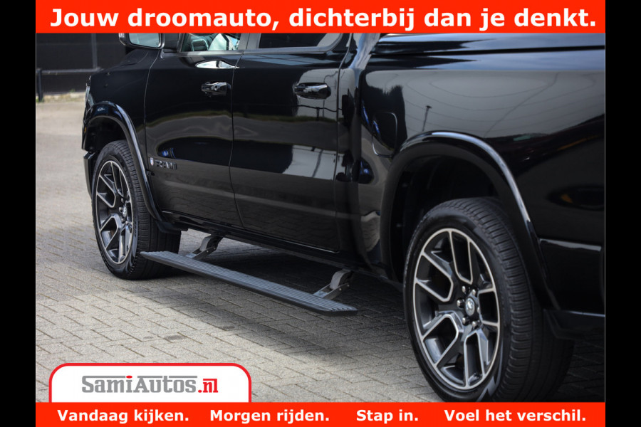 Dodge Ram 1500 LARAMIE | 5.7 V8 | 46.000KM! | PANORAMA | NIGHT EDITION | CRUISE | 200L LPG | HARMAN/KARDON | CAMERA | STOEL VENTILATIE/VERWAMING | CREWCAB | 4X4 | AUTO TREEPLANK | 3500KG |
