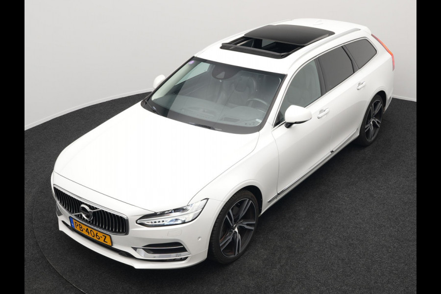 Volvo V90 T5 Inscription 255pk Automaat | Panodak | Trekhaak af Fabriek | Adaptive Cruise | Luxe Lederen Comfortzetels Massage & Memory |  Head Up | Bowers & Wilkins | 360 Camera | BLIS | 20"L.M |