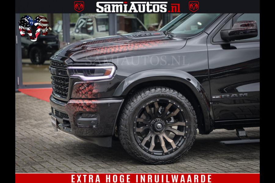 Dodge Ram COBRA EDITION | All-In Prijs | 1500 Limited Night High Output 540HP 706Nm | Massage + Full Option | De Meest Luxe en Volle Pick- Comfortabele Dubbele Cabine met Royale 5 Zitplaatsen | BPM vrij | Nu Leverbaar uit Voorraad | Voorraad Nr 2335 - 5153 |