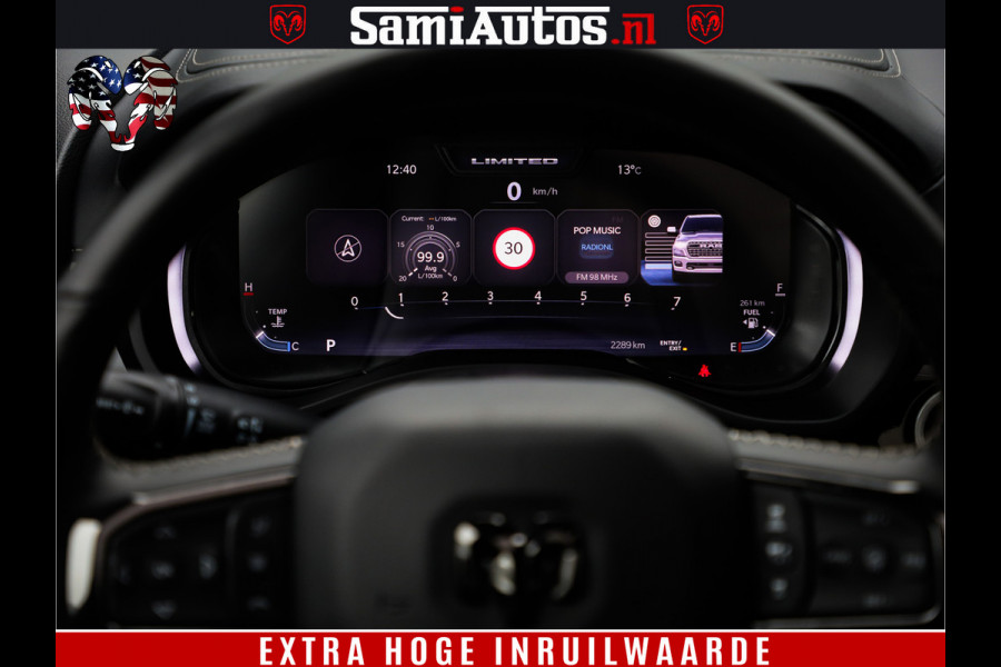 Dodge Ram 1500 Limited Demo Night High Output 540HP 706Nm | Massage + Full Option | De Meest Luxe en Volle Pick-Up in zijn Klasse | Comfortabele Dubbele Cabine met Royale 5 Zitplaatsen | BPM vrij | Nu Leverbaar uit Voorraad | Voorraad Nr 2263 - V76JVF
