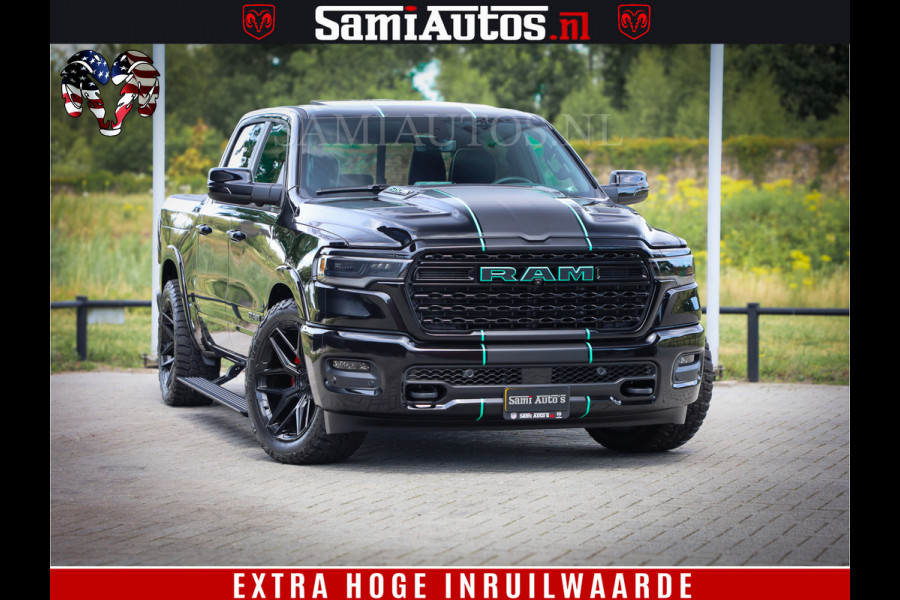 Dodge Ram 1500 Limited Night High Output 540HP 706Nm | Massage + Full Option | De Meest Luxe en Volle Pick-Up in zijn Klasse | Comfortabele Dubbele Cabine met Royale 5 Zitplaatsen | BPM vrij | Nu Leverbaar uit Voorraad | Voorraad Nr 2350 - 5181