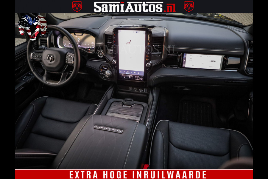 Dodge Ram 1500 Limited Night High Output 540HP 706Nm | Massage + Full Option | De Meest Luxe en Volle Pick-Up in zijn Klasse | Comfortabele Dubbele Cabine met Royale 5 Zitplaatsen | BPM vrij | Nu Leverbaar uit Voorraad | Voorraad Nr 2350 - 5181