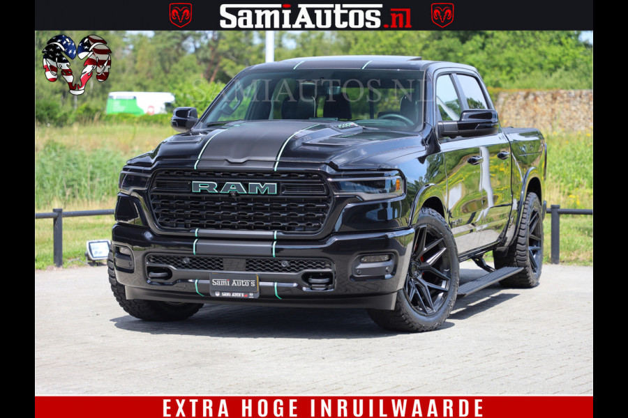 Dodge Ram 1500 Limited Night High Output 540HP 706Nm | Massage + Full Option | De Meest Luxe en Volle Pick-Up in zijn Klasse | Comfortabele Dubbele Cabine met Royale 5 Zitplaatsen | BPM vrij | Nu Leverbaar uit Voorraad | Voorraad Nr 2350 - 5181