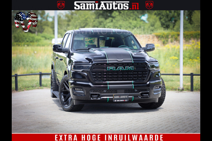 Dodge Ram 1500 Limited Night High Output 540HP 706Nm | Massage + Full Option | De Meest Luxe en Volle Pick-Up in zijn Klasse | Comfortabele Dubbele Cabine met Royale 5 Zitplaatsen | BPM vrij | Nu Leverbaar uit Voorraad | Voorraad Nr 2350 - 5181