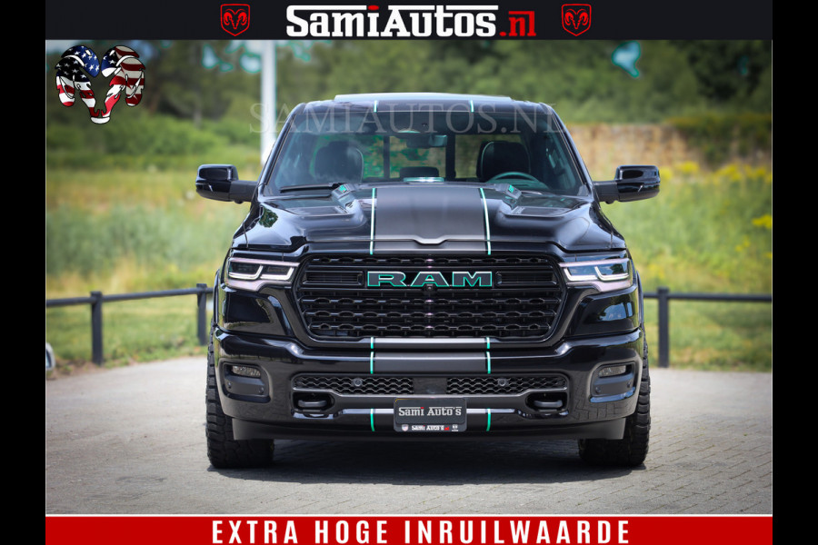 Dodge Ram 1500 Limited Night High Output 540HP 706Nm | Massage + Full Option | De Meest Luxe en Volle Pick-Up in zijn Klasse | Comfortabele Dubbele Cabine met Royale 5 Zitplaatsen | BPM vrij | Nu Leverbaar uit Voorraad | Voorraad Nr 2350 - 5181