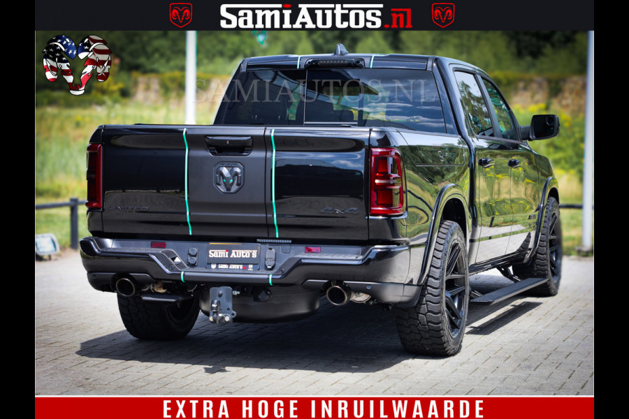 Dodge Ram 1500 Limited Night High Output 540HP 706Nm | Massage + Full Option | De Meest Luxe en Volle Pick-Up in zijn Klasse | Comfortabele Dubbele Cabine met Royale 5 Zitplaatsen | BPM vrij | Nu Leverbaar uit Voorraad | Voorraad Nr 2350 - 5181