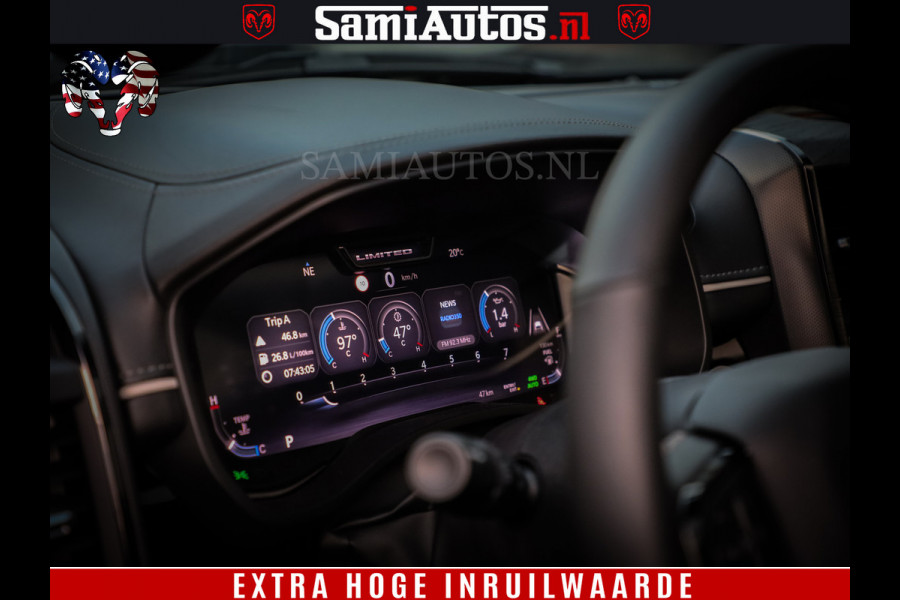 Dodge Ram 1500 Limited Night High Output 540HP 706Nm | Massage + Full Option | De Meest Luxe en Volle Pick-Up in zijn Klasse | Comfortabele Dubbele Cabine met Royale 5 Zitplaatsen | BPM vrij | Nu Leverbaar uit Voorraad | Voorraad Nr 2350 - 5181