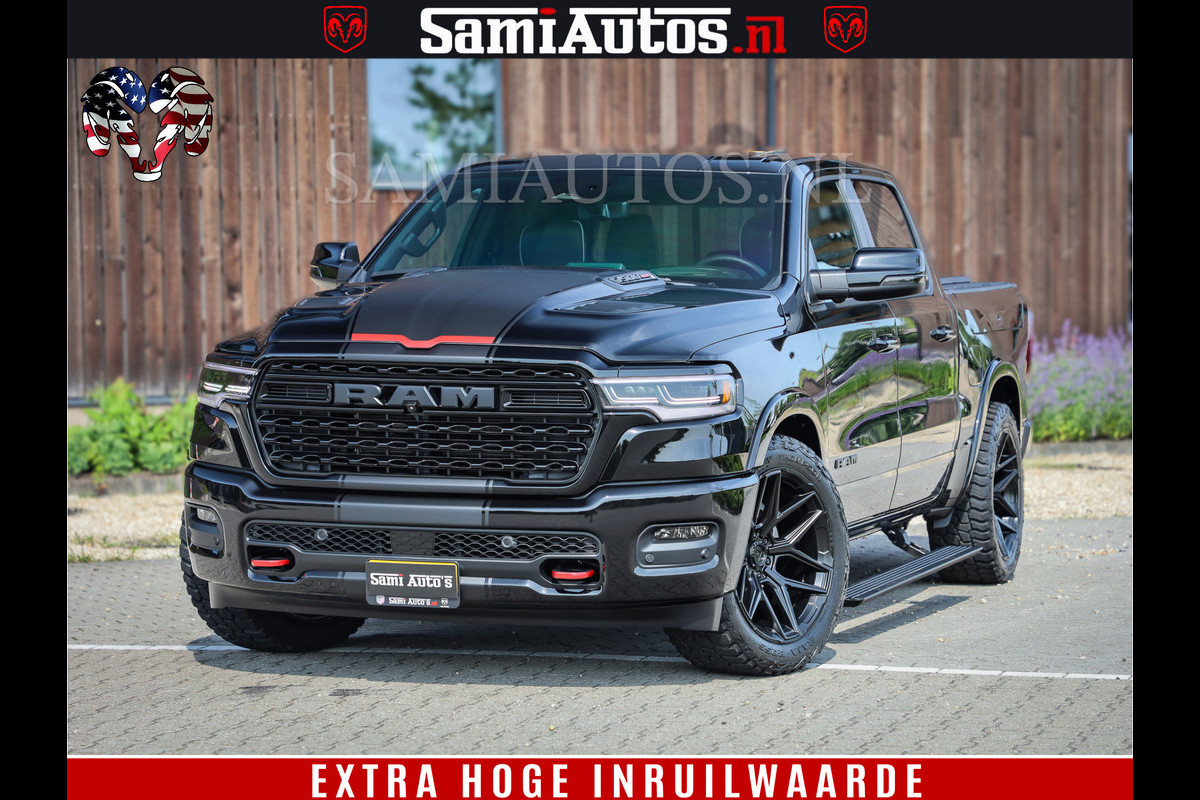 Dodge Ram 1500 Limited Night H.O 540HP 706Nm | Massage + Full Option | De Meest Luxe en Volle Pick-Up in zijn Klasse | Comfortabele Dubbele Cabine met Royale 5 Zitplaatsen | BPM vrij | Nu Leverbaar uit Voorraad | Voorraad Nr 2329 - 5135
