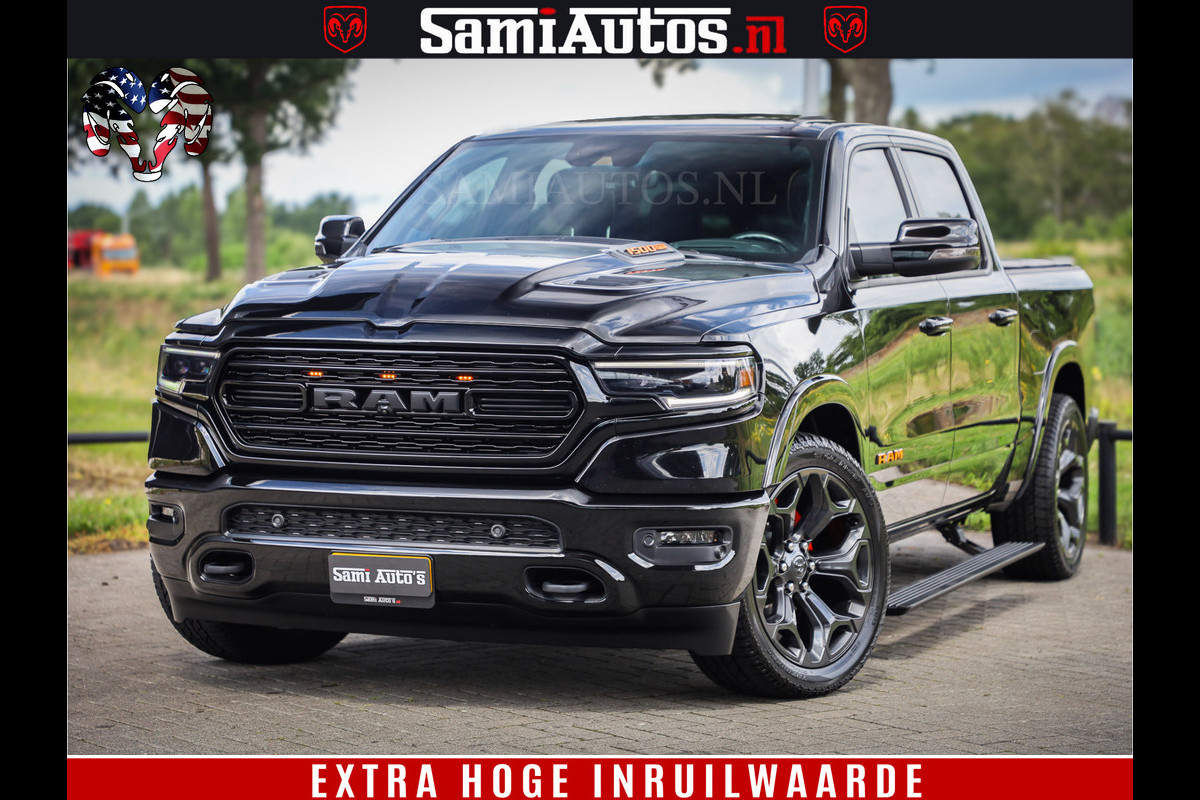 Dodge Ram 1500 LIMITED | 5.7 V8 HEMI | HUD | BOM VOL | LUCHTVERING | PANORAMA | ADAPTIVE CRUISE | 360 CAM | 3500KG | LEDER | DUBBELE CABINE | BPM VRIJ | LANE ASSIST | APPLE CARPLAY