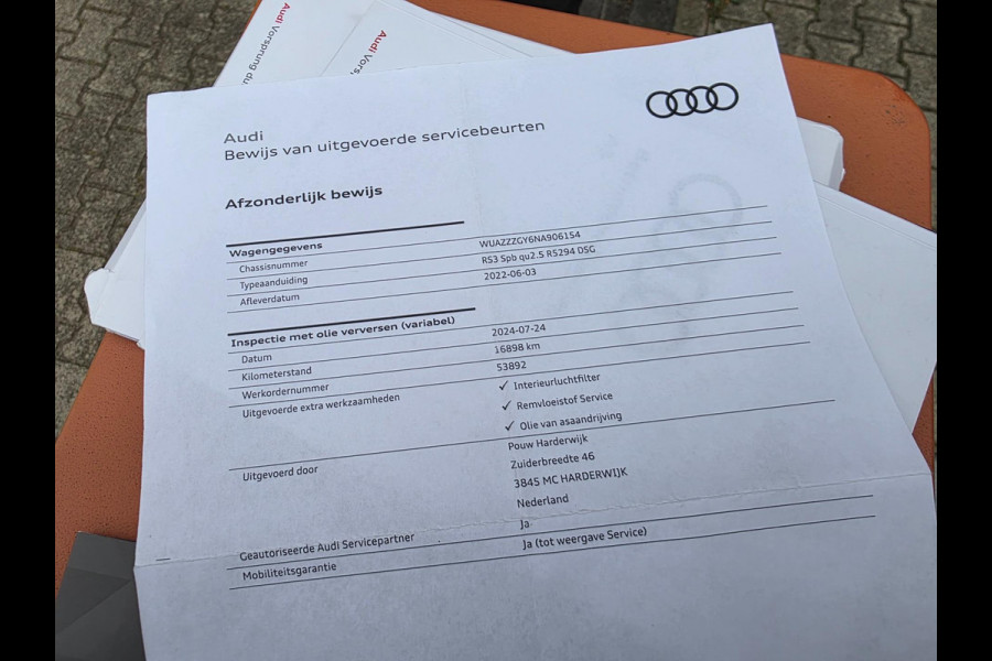 Audi A3 Sportback 2.5 TFSI RS3 / Pano / B&O / Matrix LED / Dealer onderhouden / Full options / HUD / RS Zetels / GPS Track & Trace