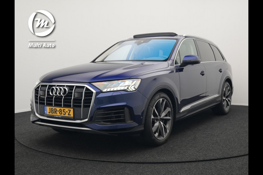 Audi Q7 55 TFSI e Quattro Pro Line Plug In Hybrid 381pk Dealer O.H PHEV | Luchtvering | Trekhaak Af Fabriek | Panodak | Adaptive Cruise | 21 "L.M Matrix LED | Camera | Lederen Sportstoelen Memory & Ventilatie | Navigatie | Keyless | Virtual | DAB  | Softclos